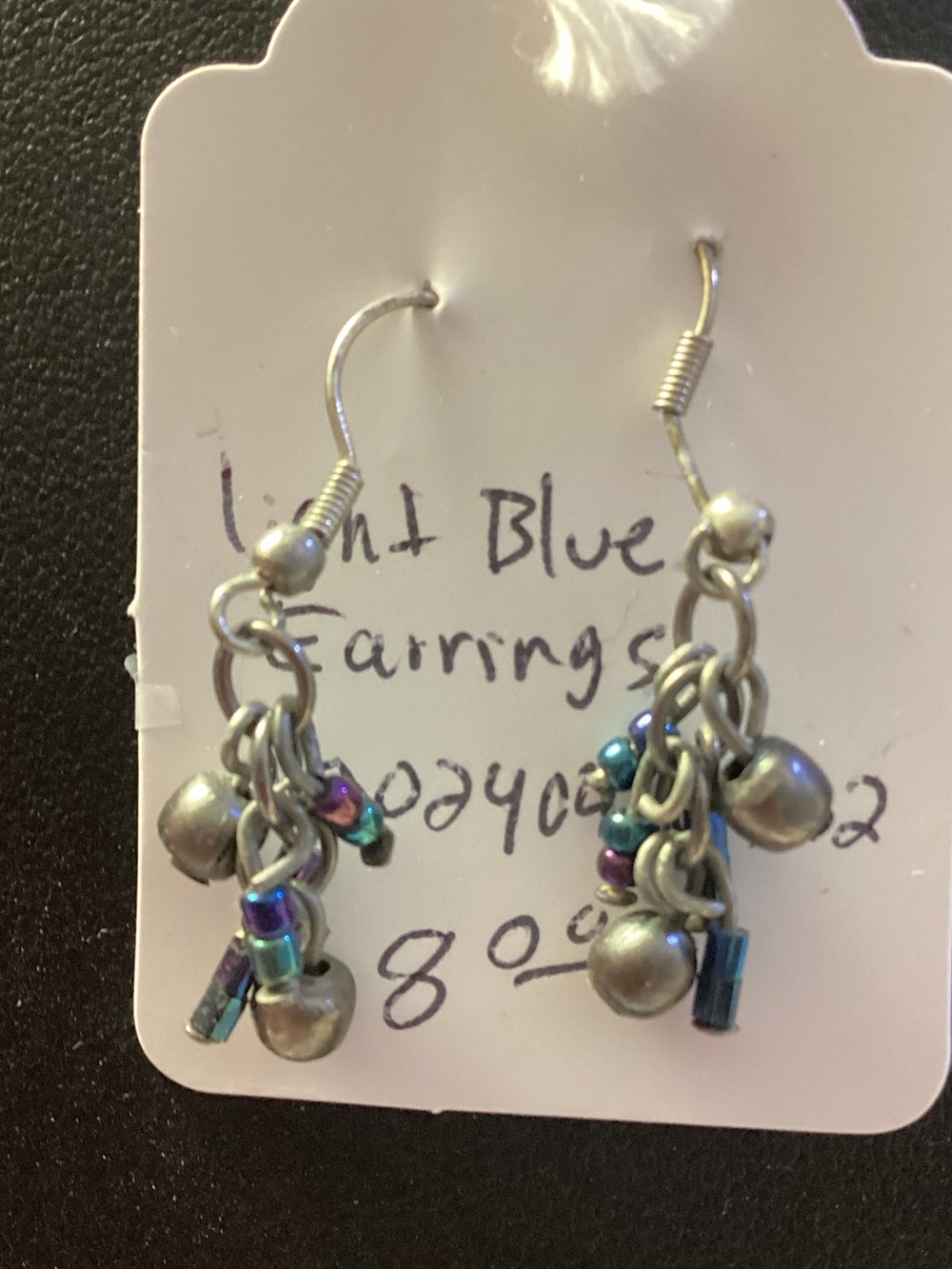 Light Blue Beaded Dangle Earrings - Unbranded